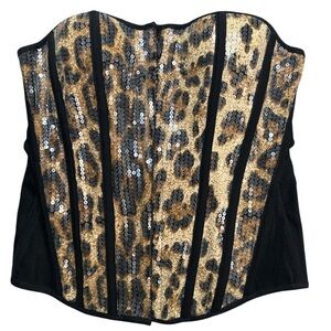 Y2K Sequin Cheetah Corset Women
